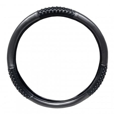 BLACK CARBON MASSAGE STEERING WHEEL COVER 