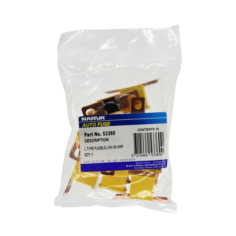 FUSE LINK L-TYPE 60A YELLOW PK10