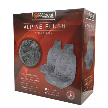 ALPINE PLUSH GREY HIGH BACK FRONT SEAT COVER PAIR