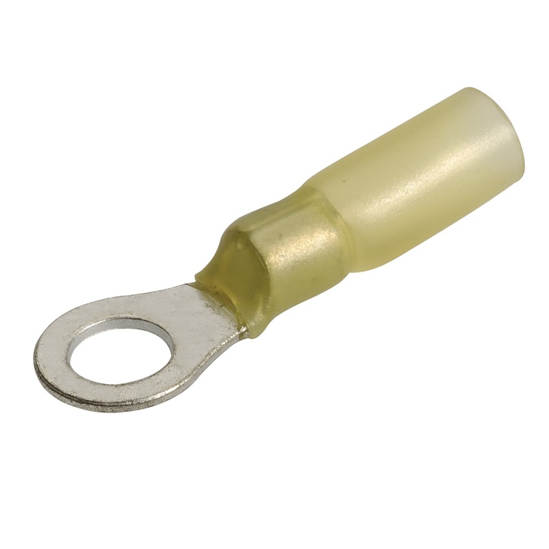 H/SHRINK RING TERMINAL YELLOW 6.3MM PK12