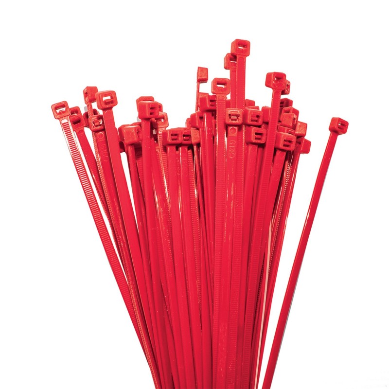 300MM X 4.8MM RED CABLE TIE PK100