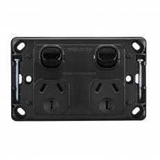 DOUBLE GPO 240V 10A BLACK BASE PK10