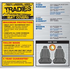 GREY CANVAS FRONT SEAT COVER PAIR - EVEREST RANGER & BT50