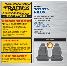 GREY CANVAS FRONT SEAT COVER PAIR - HILUX 07/2015 ONWARD