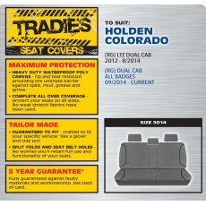 GREY CANVAS REAR BENCH SEAT COVER - COLORADO