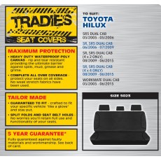 BLACK CANVAS REAR BENCH SEAT COVER - HILUX VARIOUS 05/2005 on