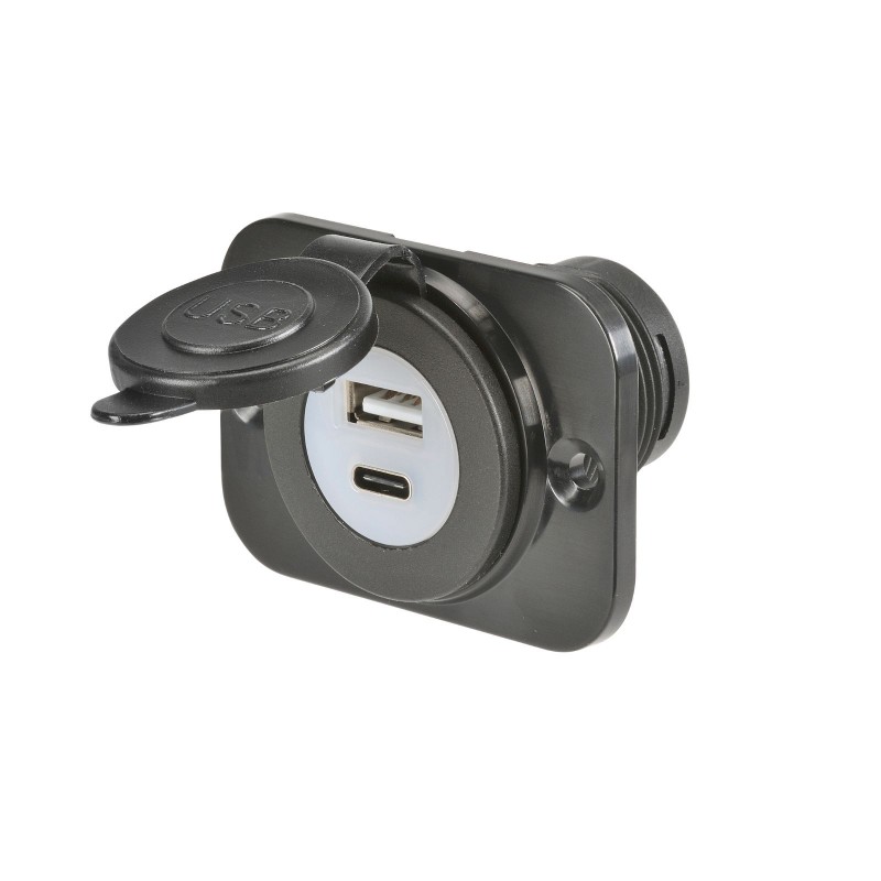 USB A / USB C SINGLE SOCKET BLACK