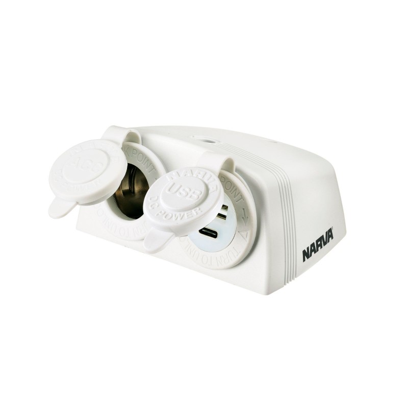 HEAVY DUTY TWIN ACCESSORY/USB/USB C SOCKET WHITE