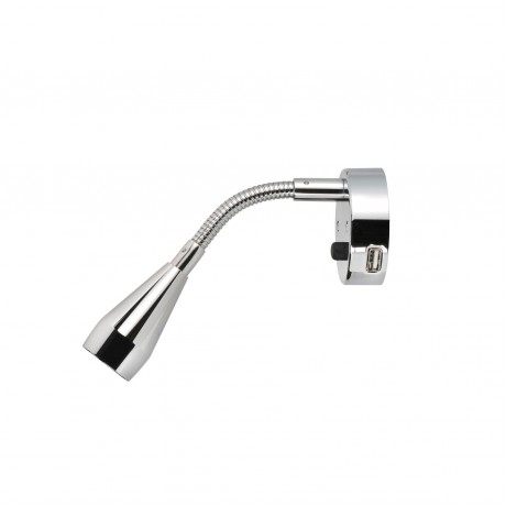 12V INTERIOR LAMP W TOUCH SWITCH AND 2A USB SOCKET SILVER