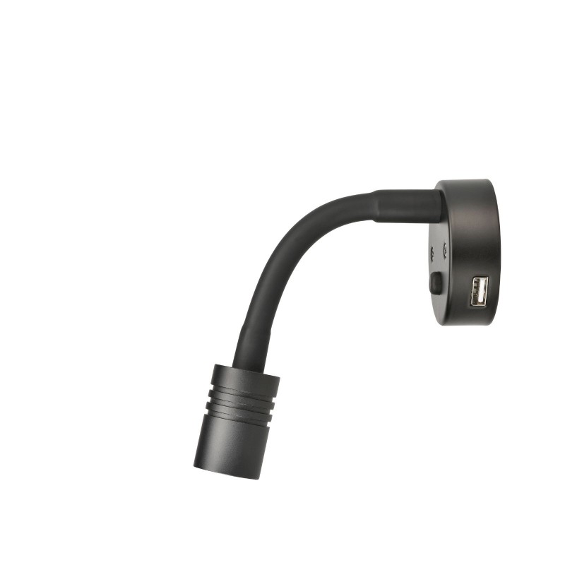 12V INTERIOR LAMP W TOUCH SWITCH AND 2A USB SOCKET BLACK