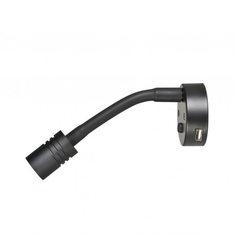 12V INTERIOR LAMP W TOUCH SWITCH AND 2A USB SOCKET BLACK