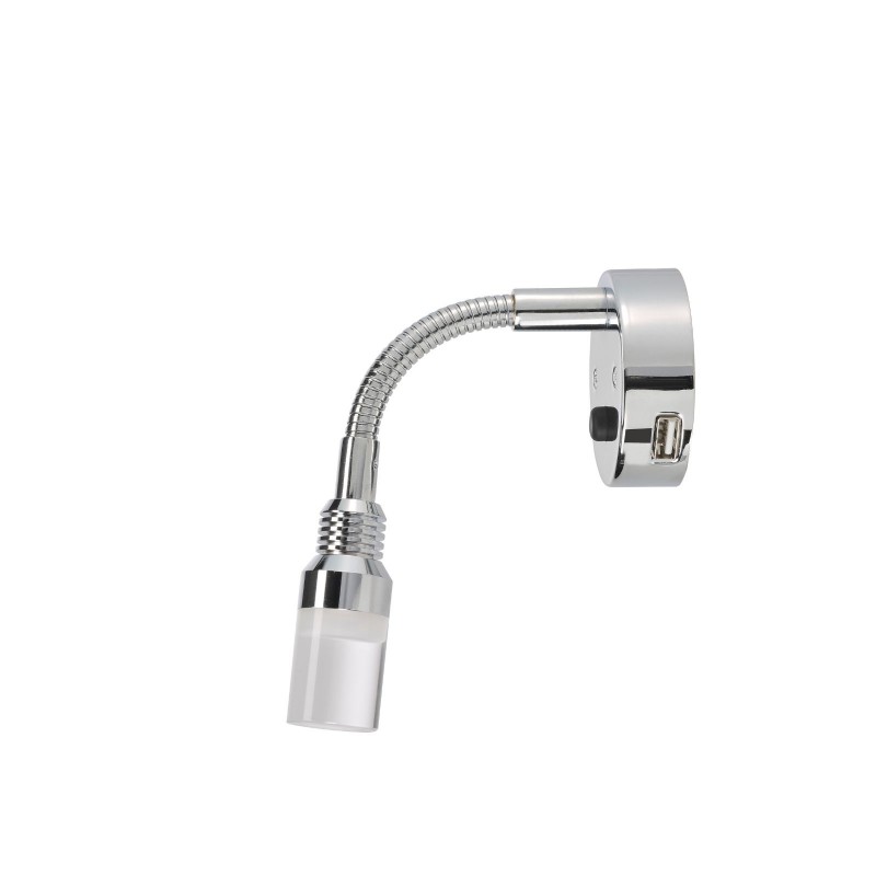 12V INTERIOR LAMP W TOUCH SWITCH AND 2A USB SOCKET SILVER