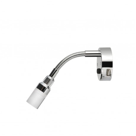 12V INTERIOR LAMP W TOUCH SWITCH AND 2A USB SOCKET SILVER