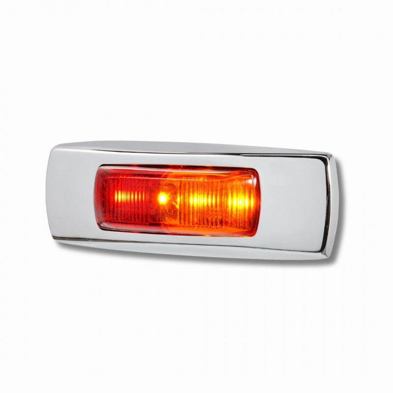 9-33V MDL68 LED RED/AMBER SIDE MARKER LAMP CHROME 0.5M CABLE
