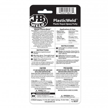 PLASTICWELD PLASTIC REPAIR EPOXY PUTTY STICK 57G