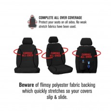 CANVAS FRONT SEAT COVERS PAIR BLACK MITSU TRITON  2015-CURRENT