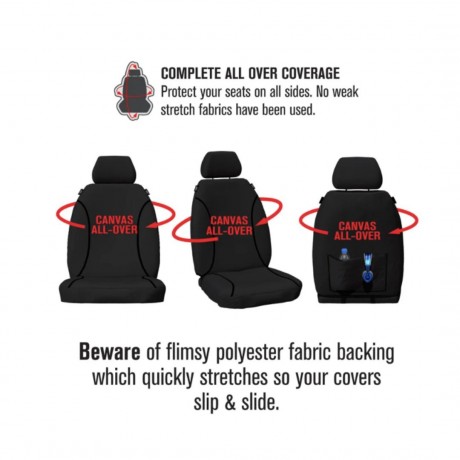 CANVAS FRONT SEAT COVERS PAIR BLACK MITSU TRITON  2015-CURRENT