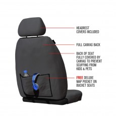 CANVAS FRONT SEAT COVERS PAIR BLACK MITSU TRITON  2015-CURRENT