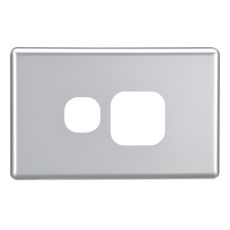 SINGLE GPO FASCIA SILVER FRONT COVER ONLY (10) 