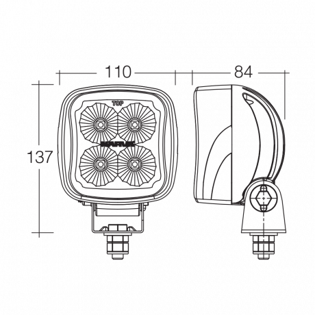 W/LAMP LED 9-64V SQUARE 2000LM