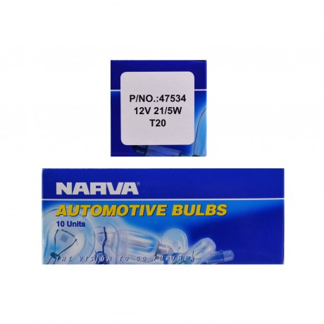 GLOBE 12V 21/5W T20 WEDGE BASE PK10